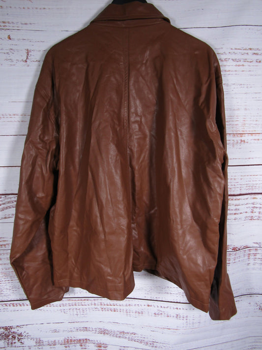 Carb Women's Brown Faux Leather Full Zip Jacket Size XL