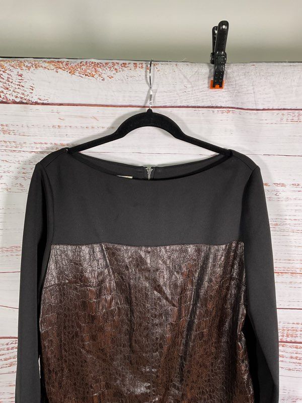 Maggy London Faux Leather Snakeskin Shift Dress Size 14 Women's