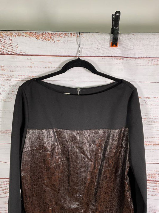 Maggy London Faux Leather Snakeskin Shift Dress Size 14 Women's