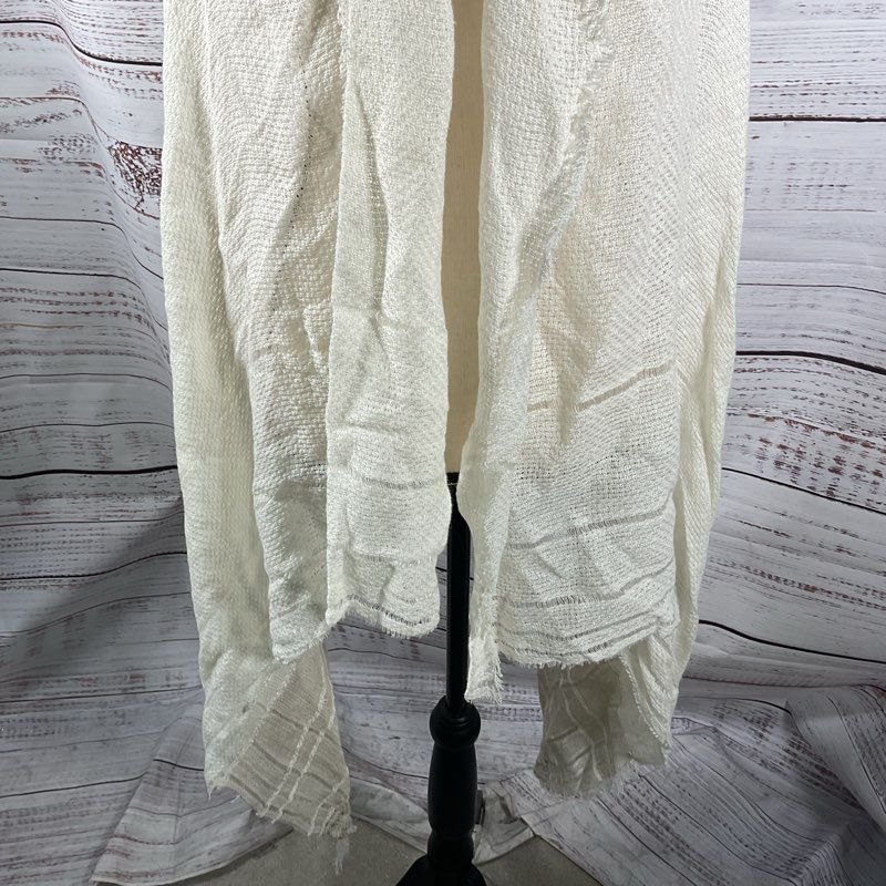 Rag & Bone Kara Playa Fringe Knit Linen Blend Long White Hippie Boho Vest OS
