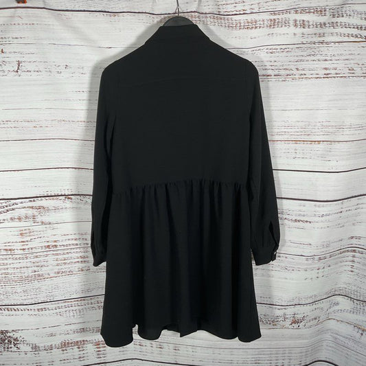 Sezane Black Long Sleeve Button Up Babydoll Mini Dress - Size 34