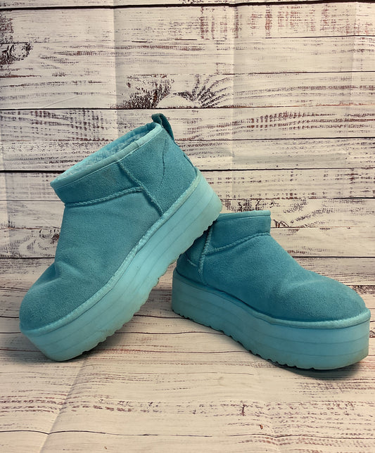 Cute Platform Ankle Skye Blue UGG Boot Slippers, Size Women's 11