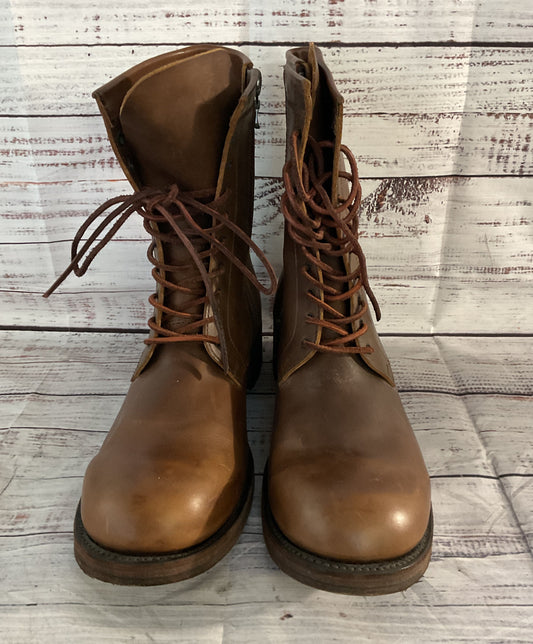 Kazuyuki Kumagai Leather Attachment Lace Up Boots Khaki 10