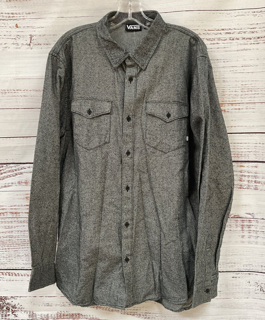 Vans Men's Gray Long Sleeve Button Down Shirt Size L