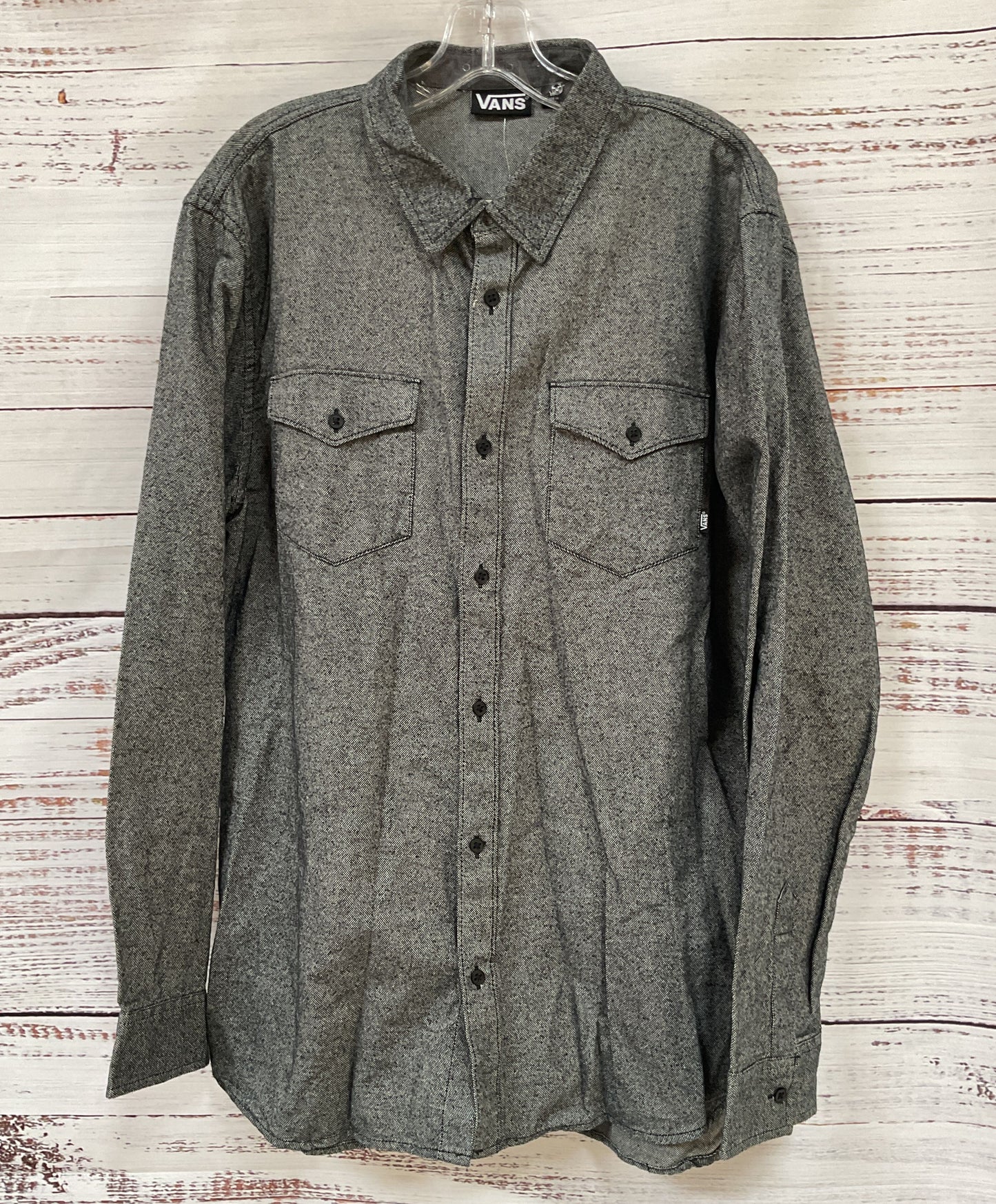 Vans Men's Gray Long Sleeve Button Down Shirt Size L