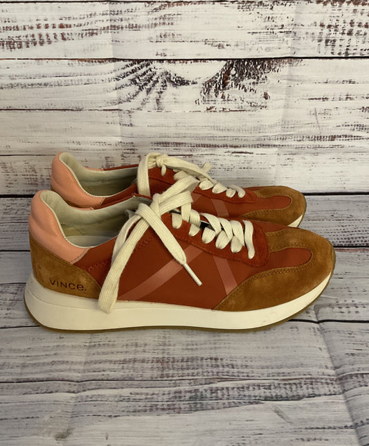 Vince Ohara Suede Trimmed Lace Up Sneakers Red 6.5