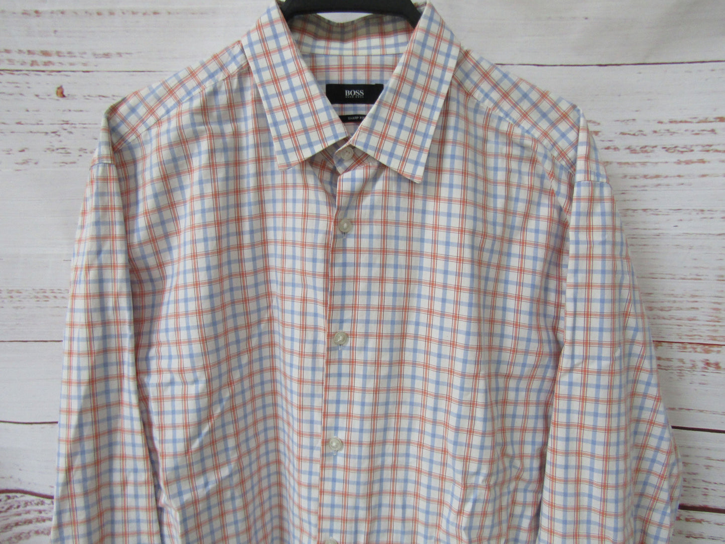 Hugo Boss Paeton Men's Plaid Long Sleeve Button Down Shirt Size 17.5