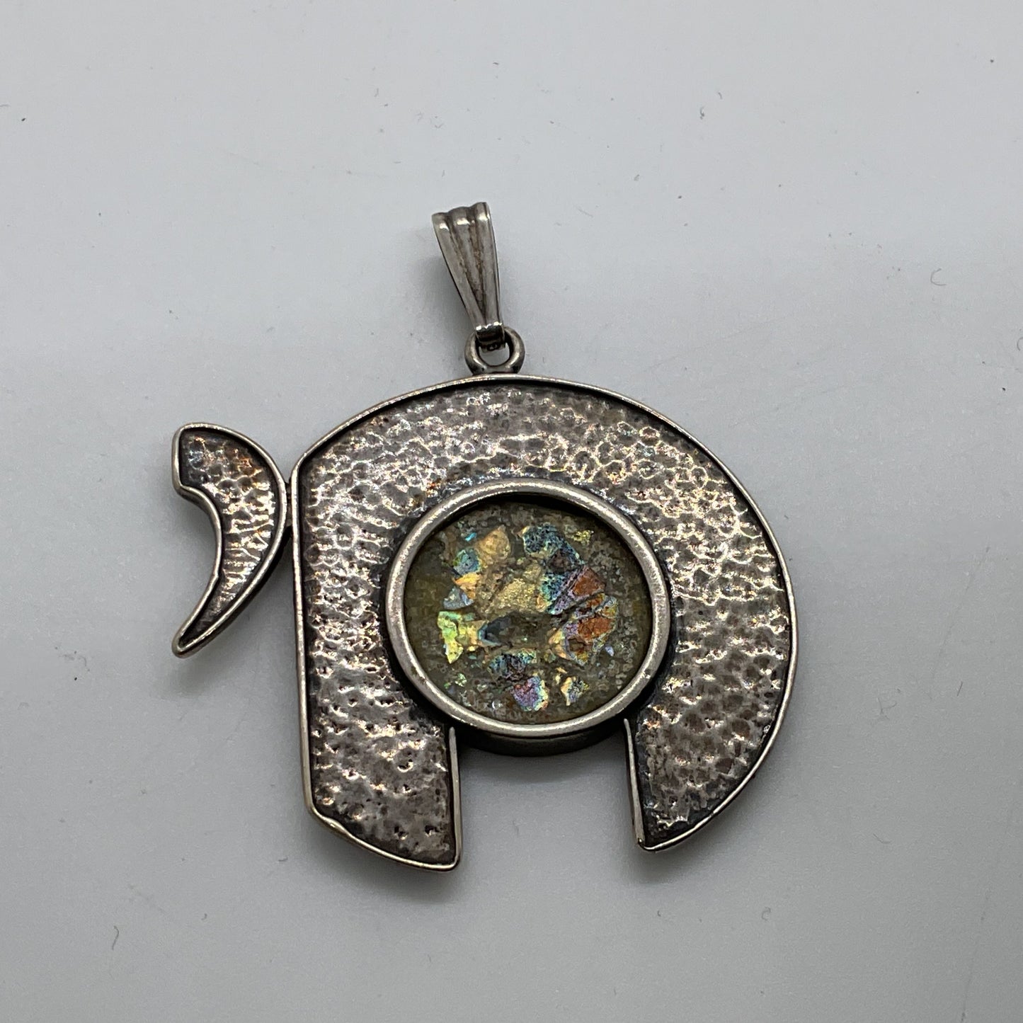Sterling Silver Judaica Chai Hammered 1.75" Pendant- 8.52g