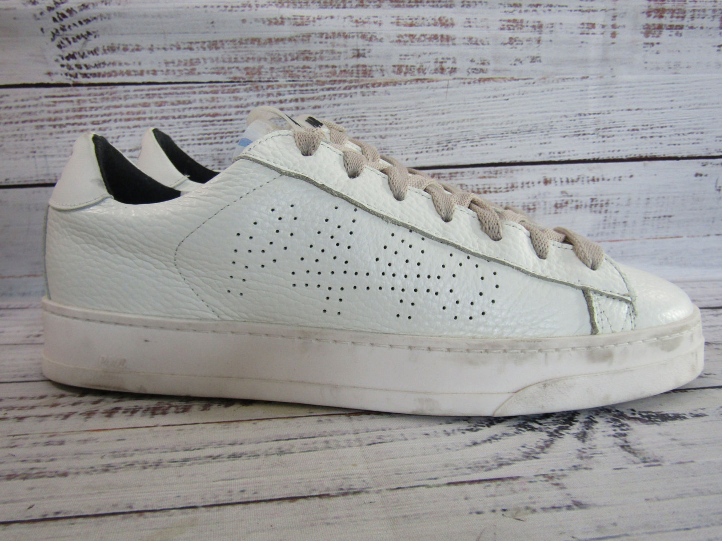 P448 John Women's White Leather Low Top Sneaker Size 8