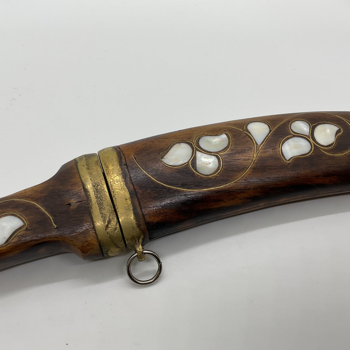 VTG./ANTIQUE Wood Curved Mother of Pearl Inlay Ottoman Style Dagger- 15"