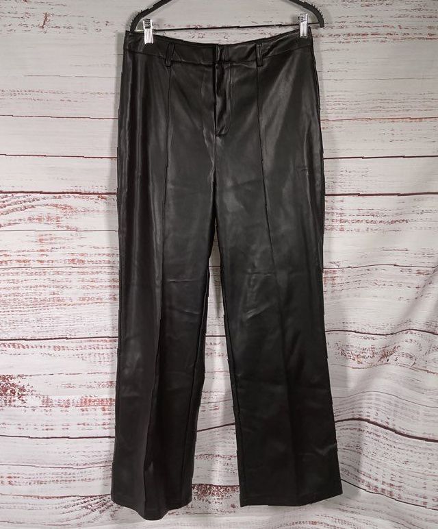 Commense Faux Leather Wide Leg Pants Black L