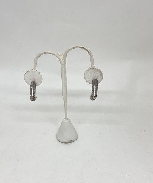 Sterling Silver Vintage Marcasite Half Hoop Earrings