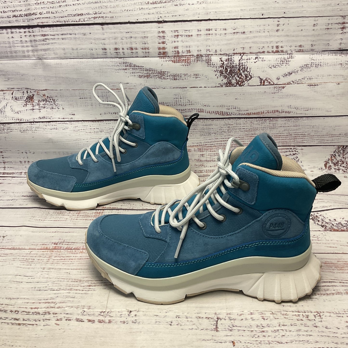 P448 Viking High Top Blue Suede High Top Sneaker Boot Women Size 6.5