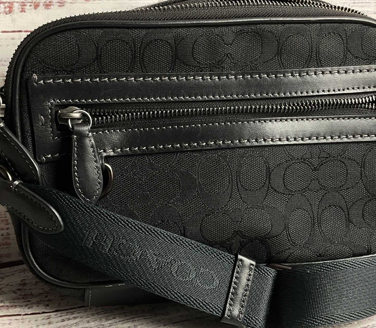 Coach Signature Jacquard Theo Camera Bag Black