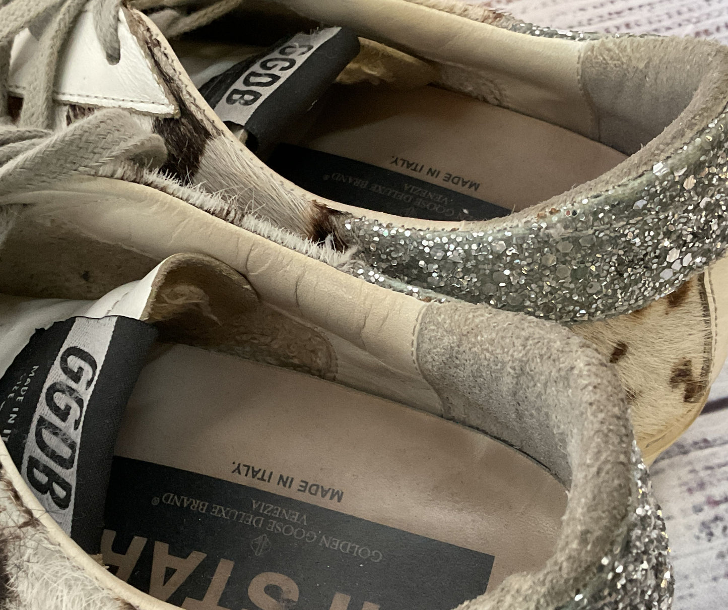 Golden Goose Hi Star Private Edition Leopard Print Calf Hair Sneakers Multi 7.5