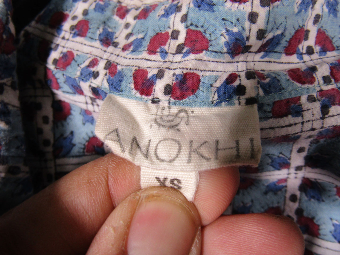 Anokhi Men's Multi-Color Block Print Short Sleeve Shirt Size XS