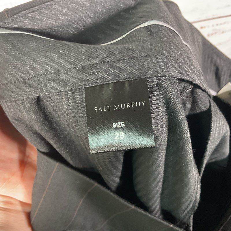 Salt Murphy Axel Black & Brown Pinstripe Wide Leg Trouser Pants - Size 28