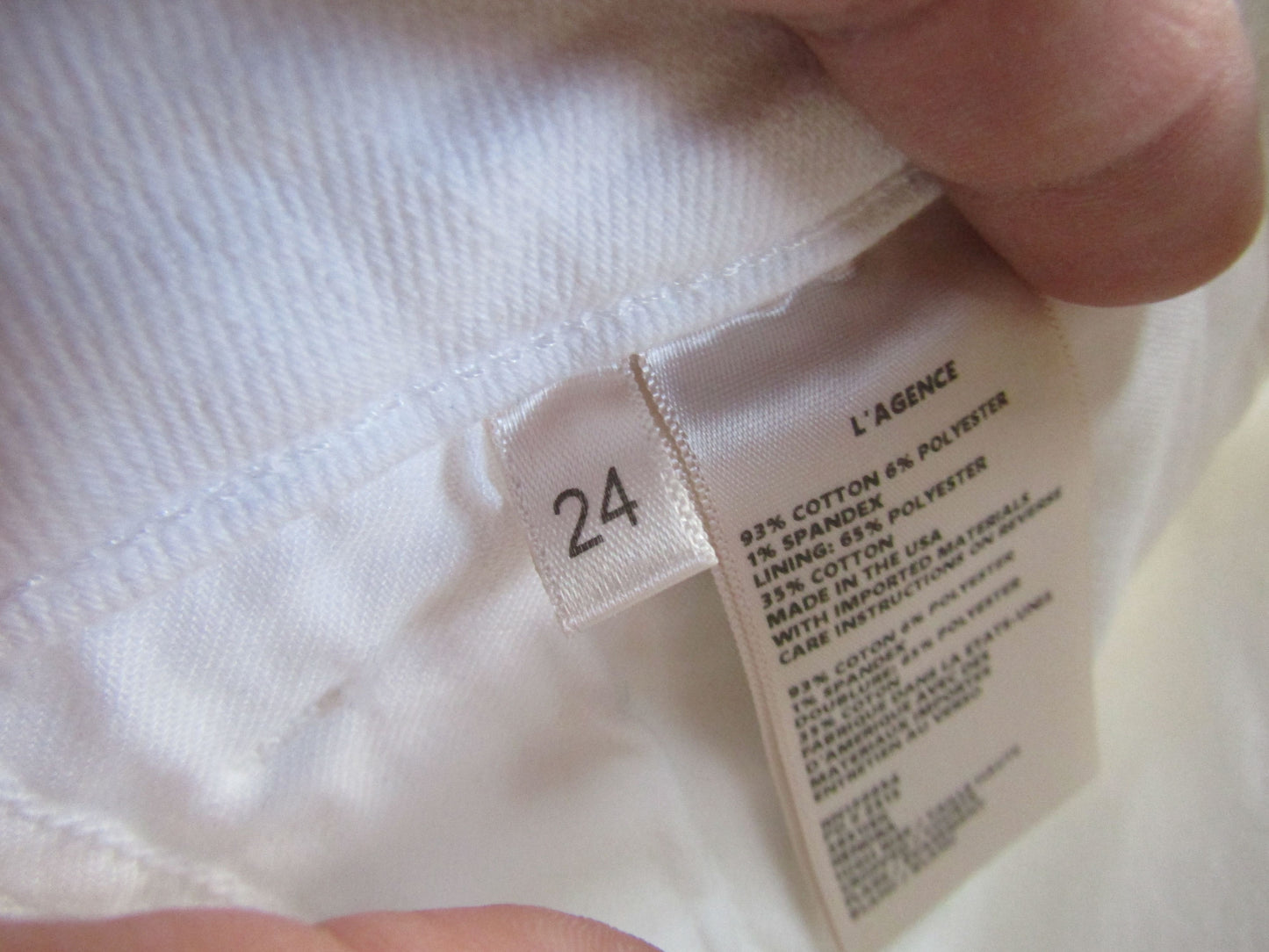 L'Agence Kendra Women's White High Rise Cropped Flare Jeans Size 24