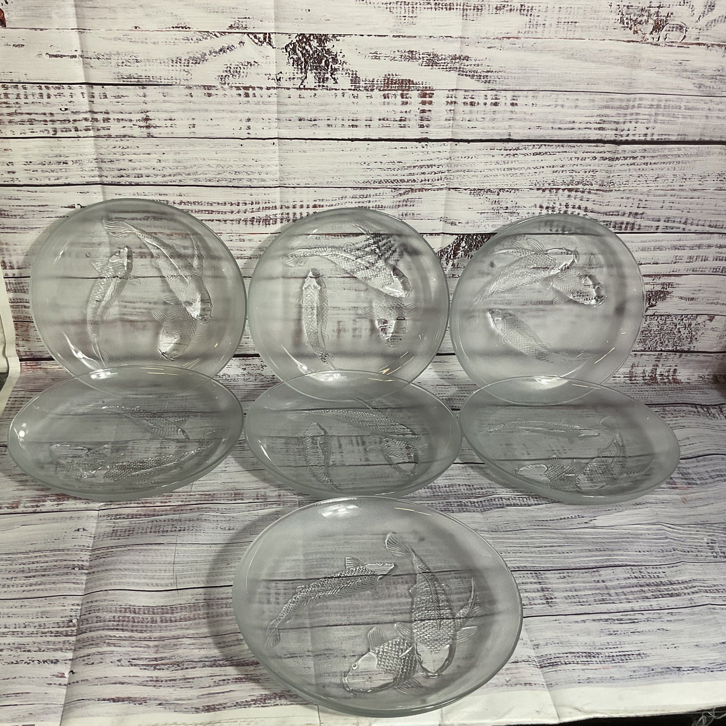 VTG. FIRNA Indonesia Koi Fish 9" Glass Plates