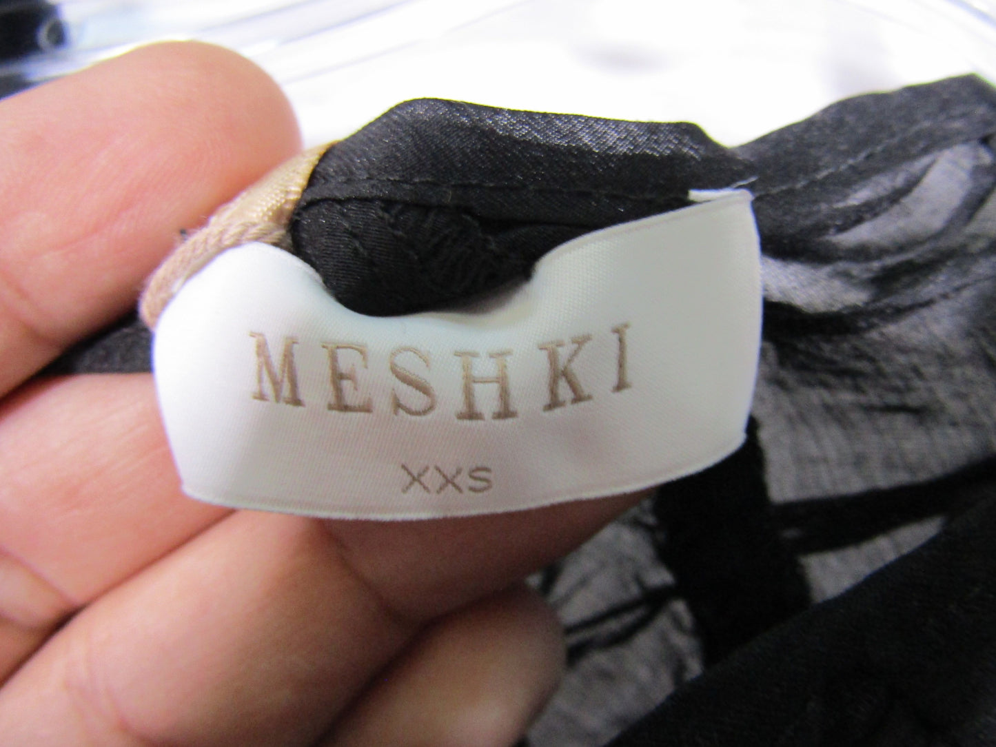 Meshki Adella Women's Black Sleeveless Chiffon Gathered Mini Dress Size XXS