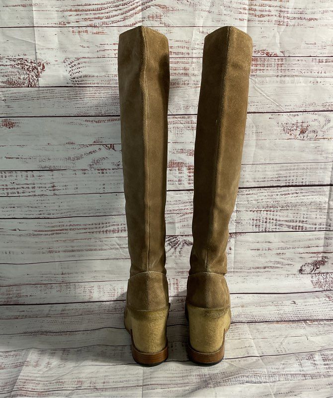 Size 8.5 US TODS Suede Leather Over Knee High Wedge Heels Tall Platform Boots