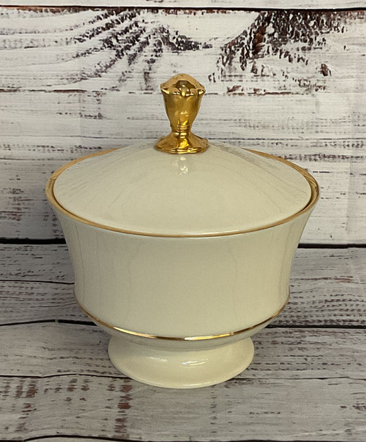 Lenox Vintage Lyric Candy Dish Cream Gold