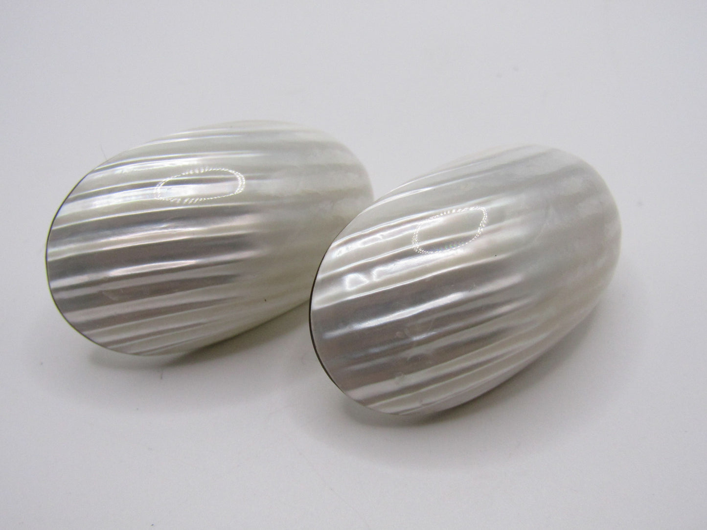 Mother of Pearl Oval Dome Stud Earrings