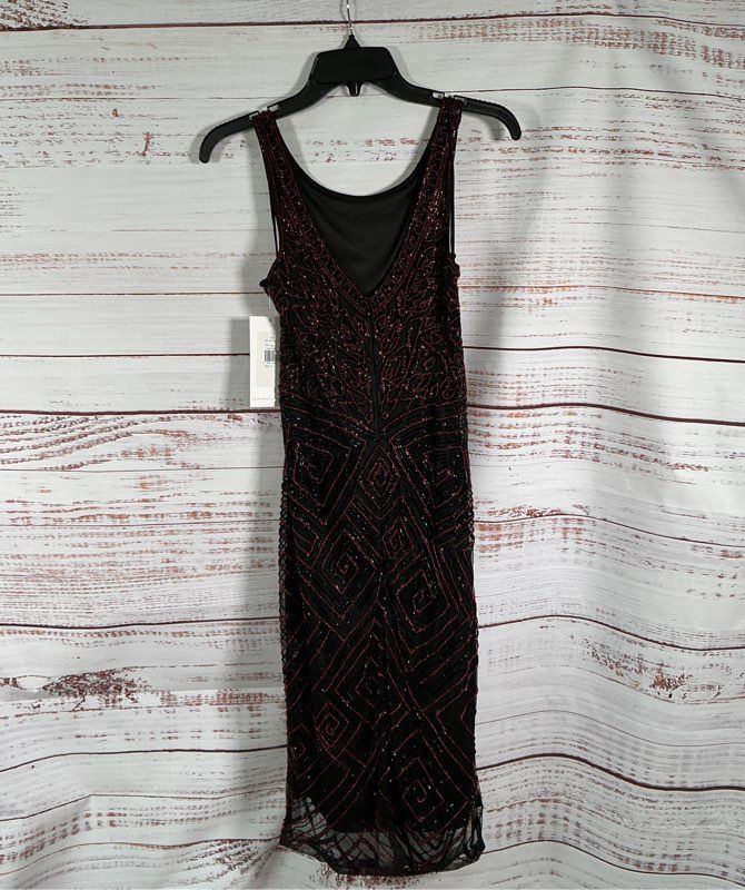 NWT Women's Theia Red & Black Beaded Dress Size 4 Retail $500 STUNNING!!