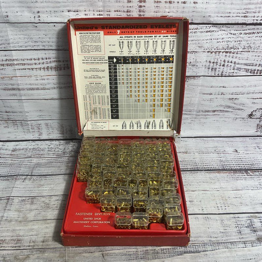 United Shoe Machinery Corporation Vintage SE Brass Eyelet Selection Kit