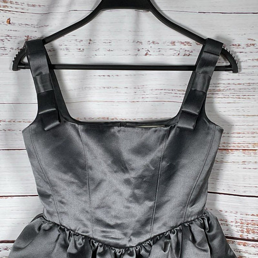SHUSHU/TONG Women's Grey Bow Peplum Top- SZ 6UK/ 2US