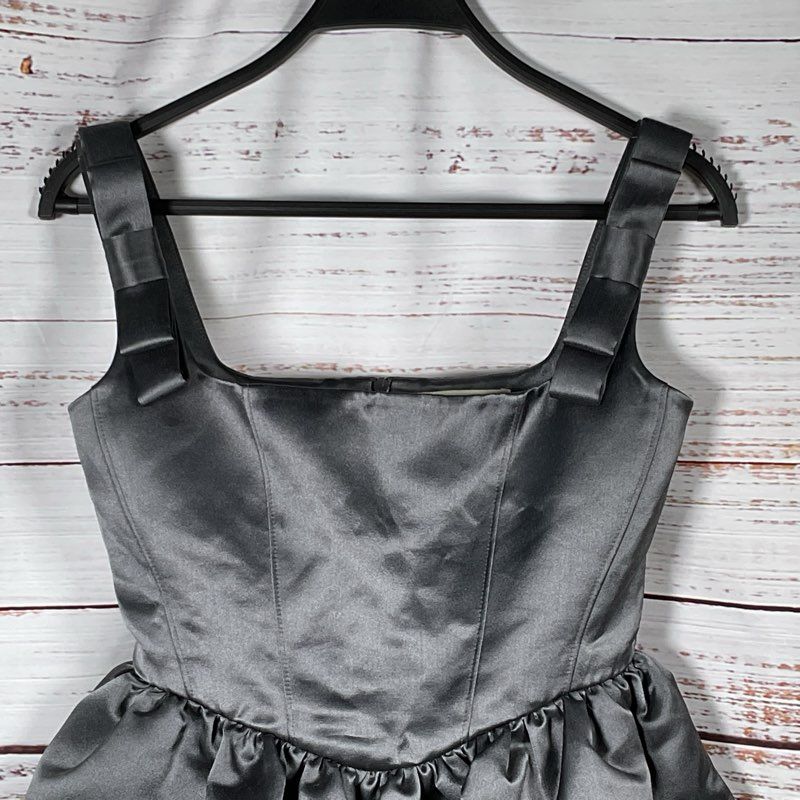 SHUSHU/TONG Women's Grey Bow Peplum Top- SZ 6UK/ 2US