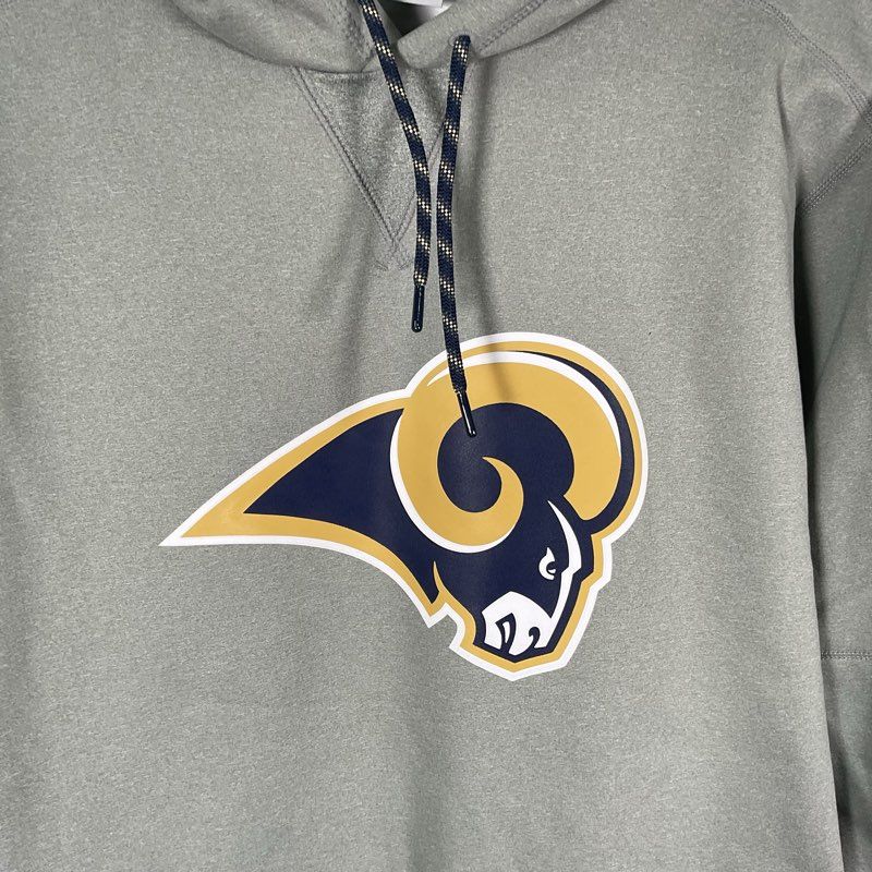 NFL Onfield Apparel LA Rams Heather Gray Logo Hoodie Sweater - Size XL