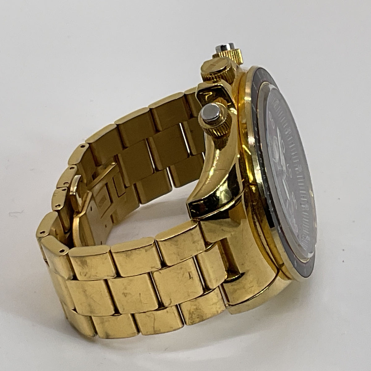 VESTAL ZR3 Men's Gold Tone Purple Dial Quartz Chronograph Date Watch- 7"
