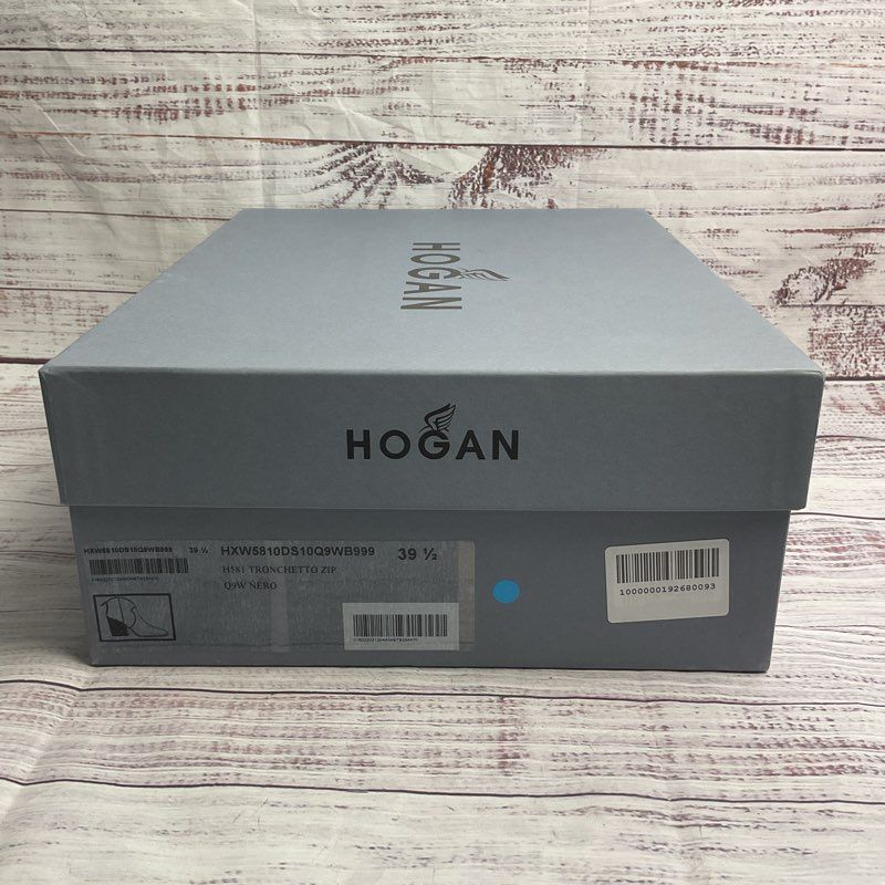 Hogan Tronchetto Zip Faux Snake Black Leather Heeled Bootie Women's Size 9.5 US