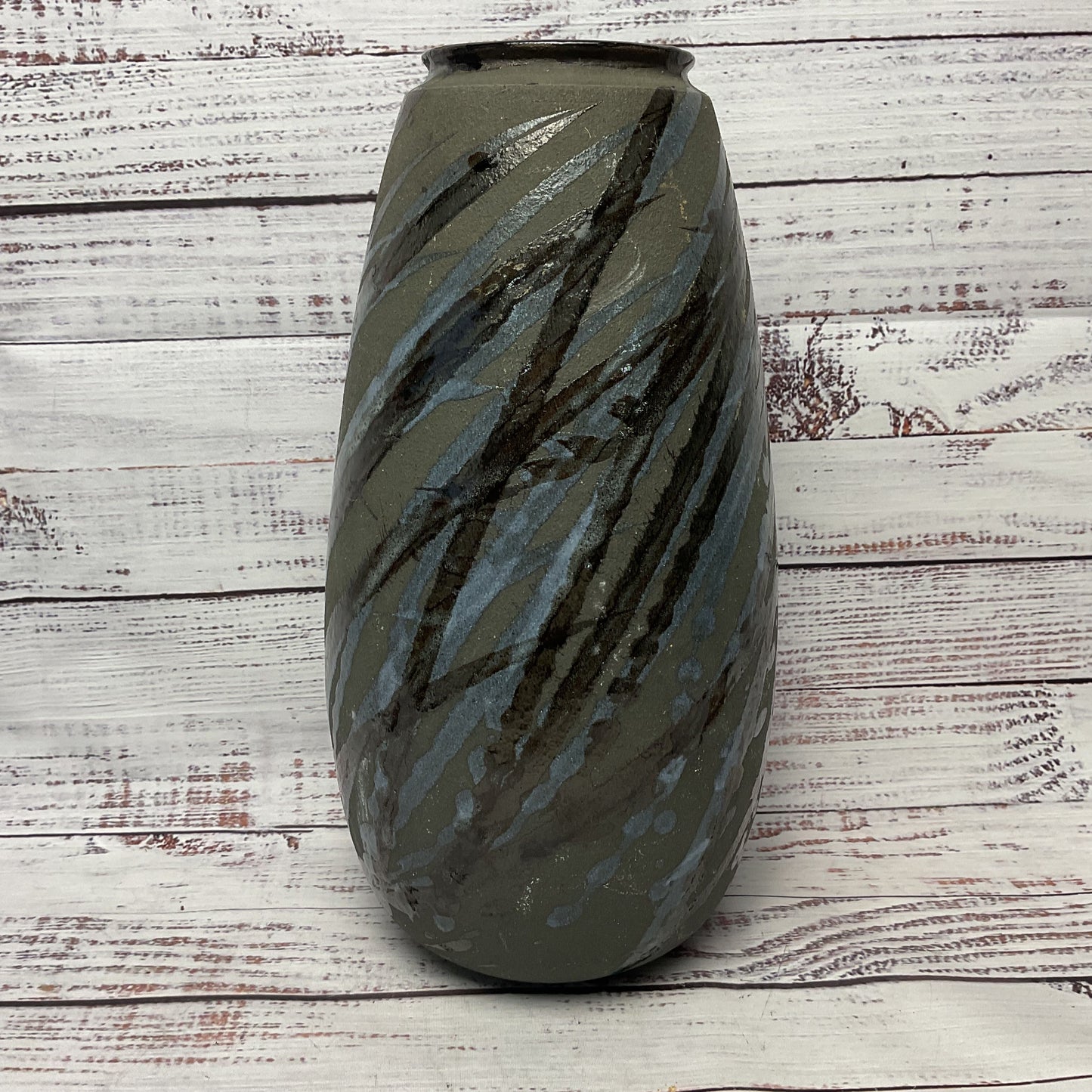 Nichibei Studio Potters Costantini Signed Striped Glaze 12" Vase