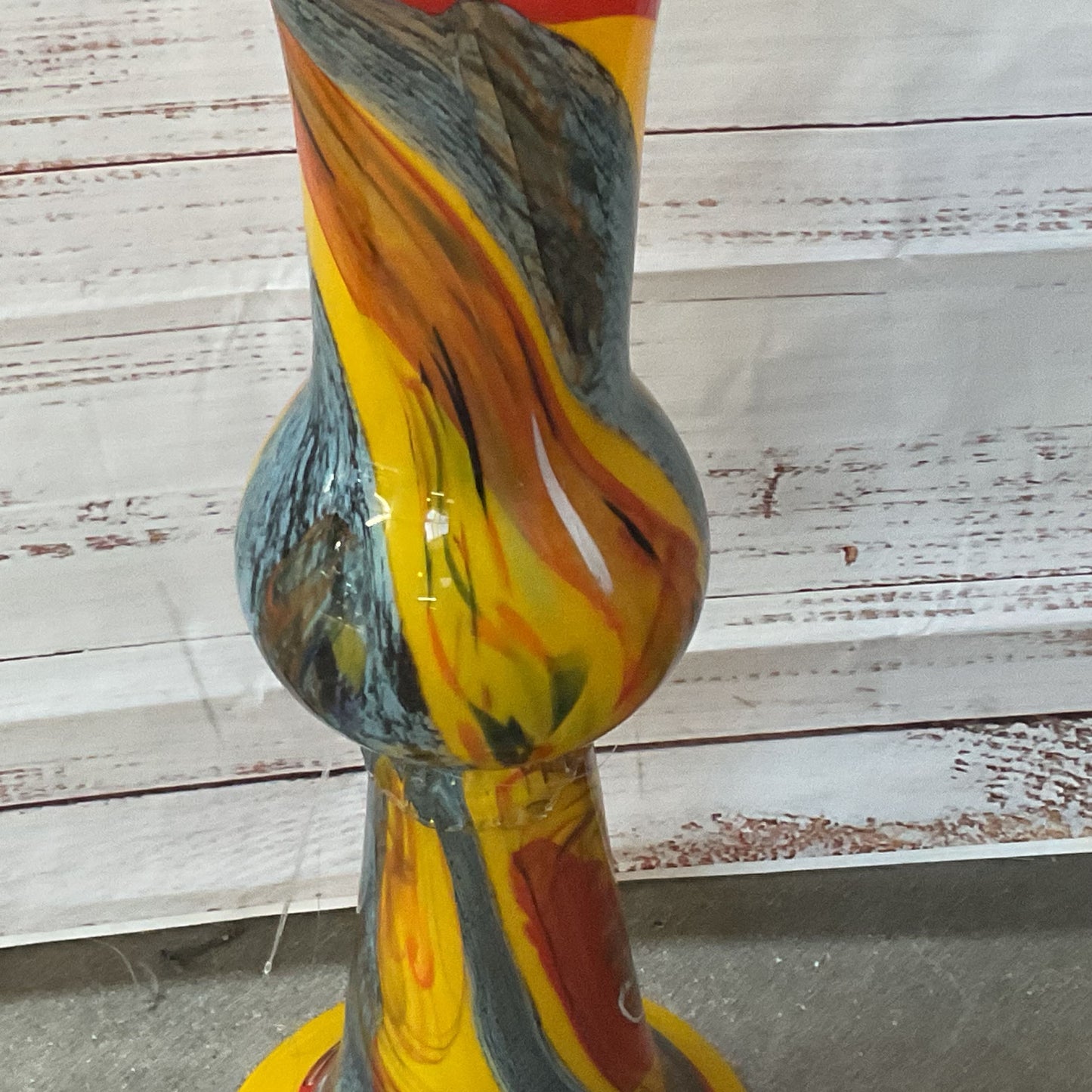 Signed 2003 ALIKSONDRA Large 32" Swirl Art Glass Vase