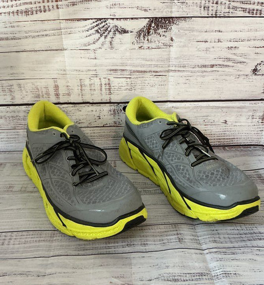 Men's Hoka One One Clifton 2 Running Shoe Gray & Lime Green Size 13