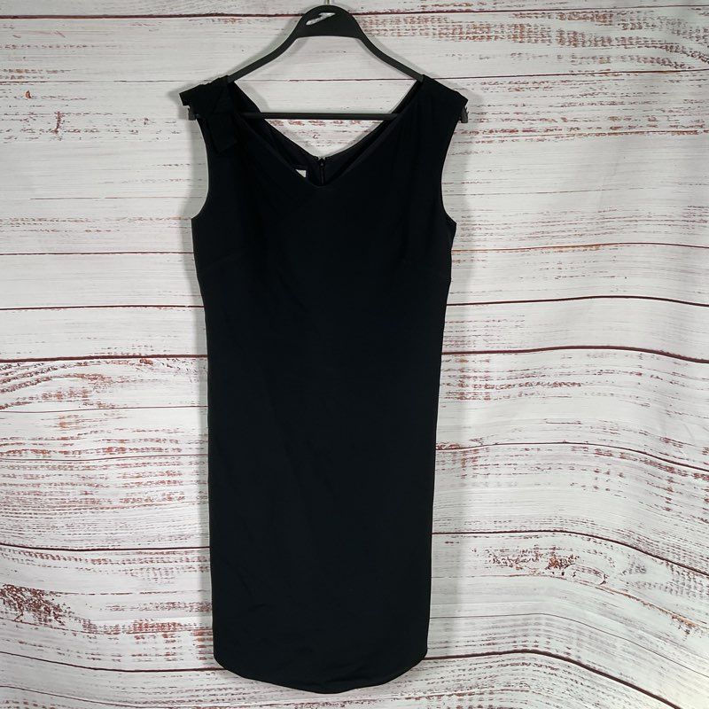 Aquilano Rimondi Black Sleeveless Shoulder Tie Midi Cocktail CDress Size 6 US