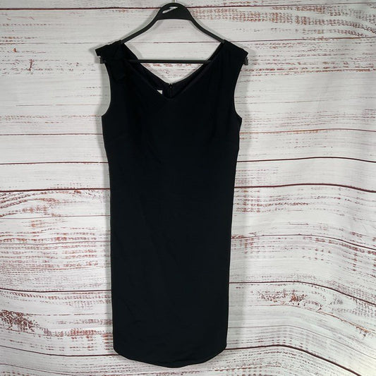 Aquilano Rimondi Black Sleeveless Shoulder Tie Midi Cocktail CDress Size 6 US