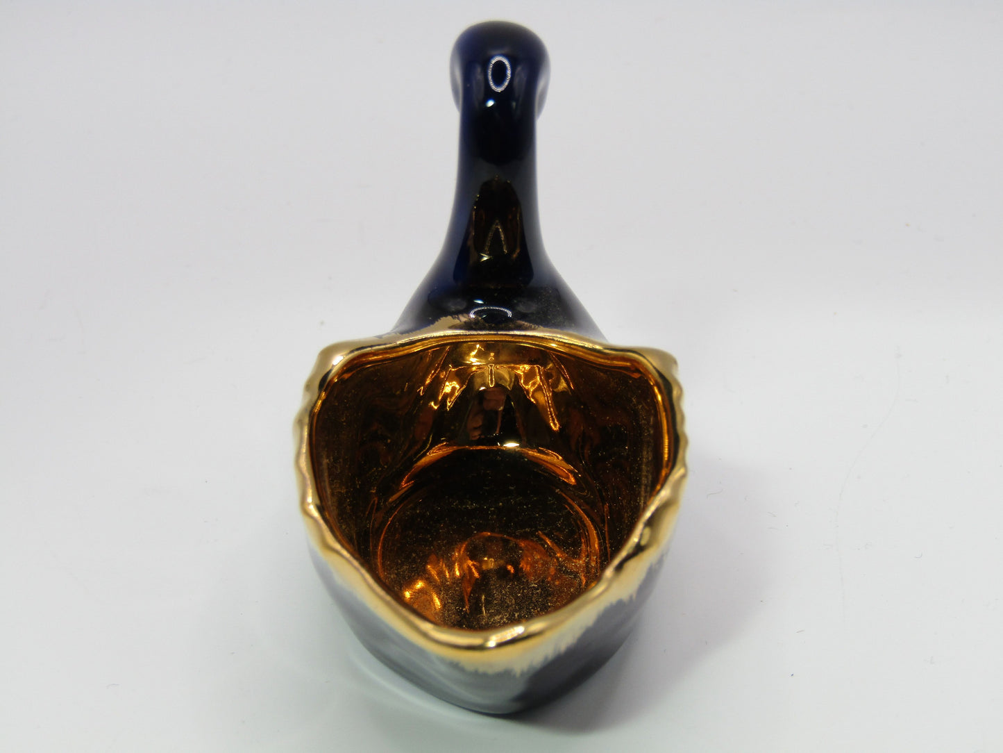 Limoges Courting Couple Cobalt Blue 24k Gold Wash Swan Made in France