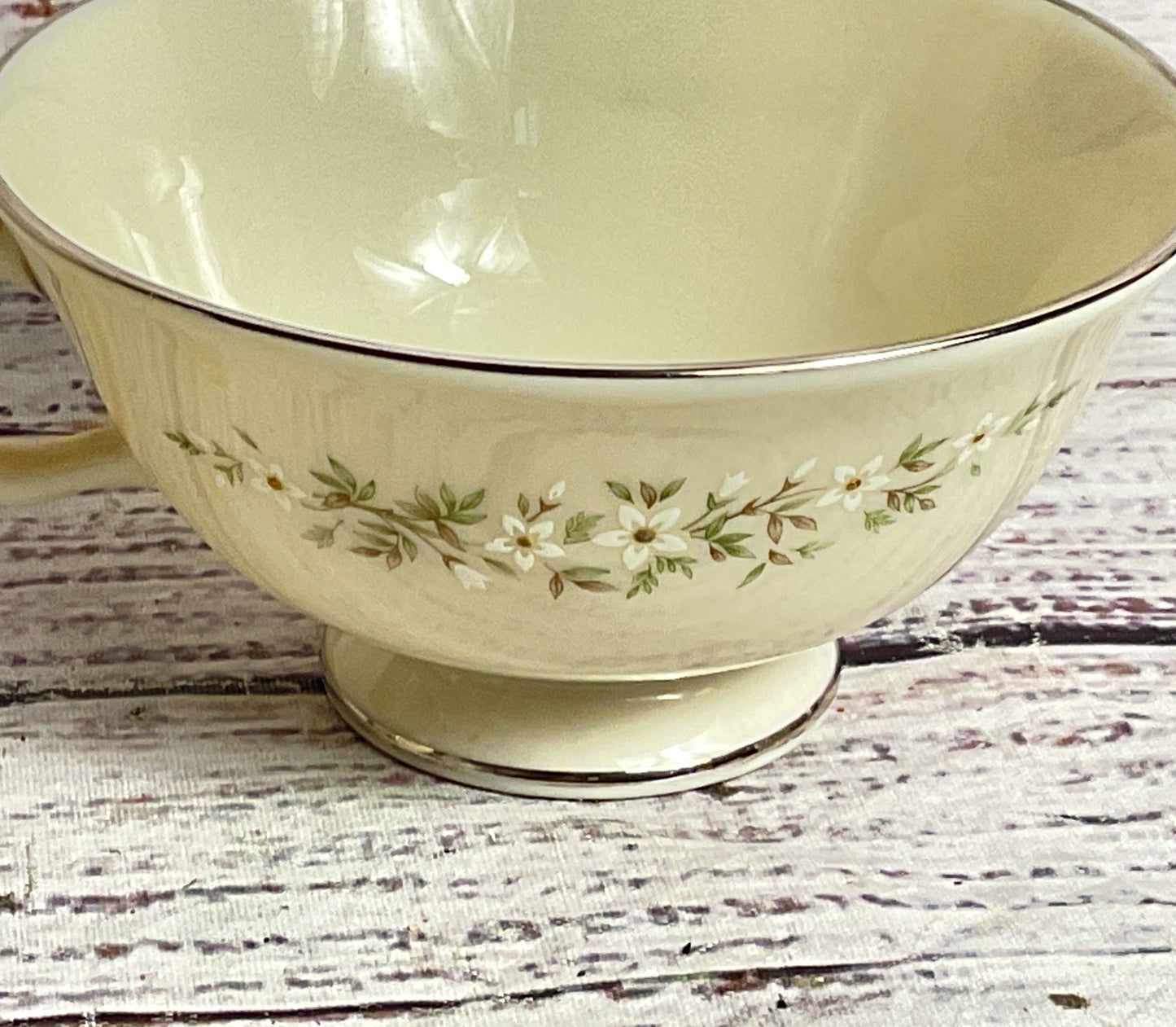 Lenox China Brookdale Floral Trim Set of 6 Tea Cups Ivory