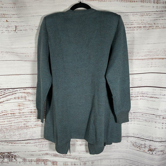 Chloe Blue Speckled Knit Wool Blend Wrap Shoulder Pad Cardigan Read Description