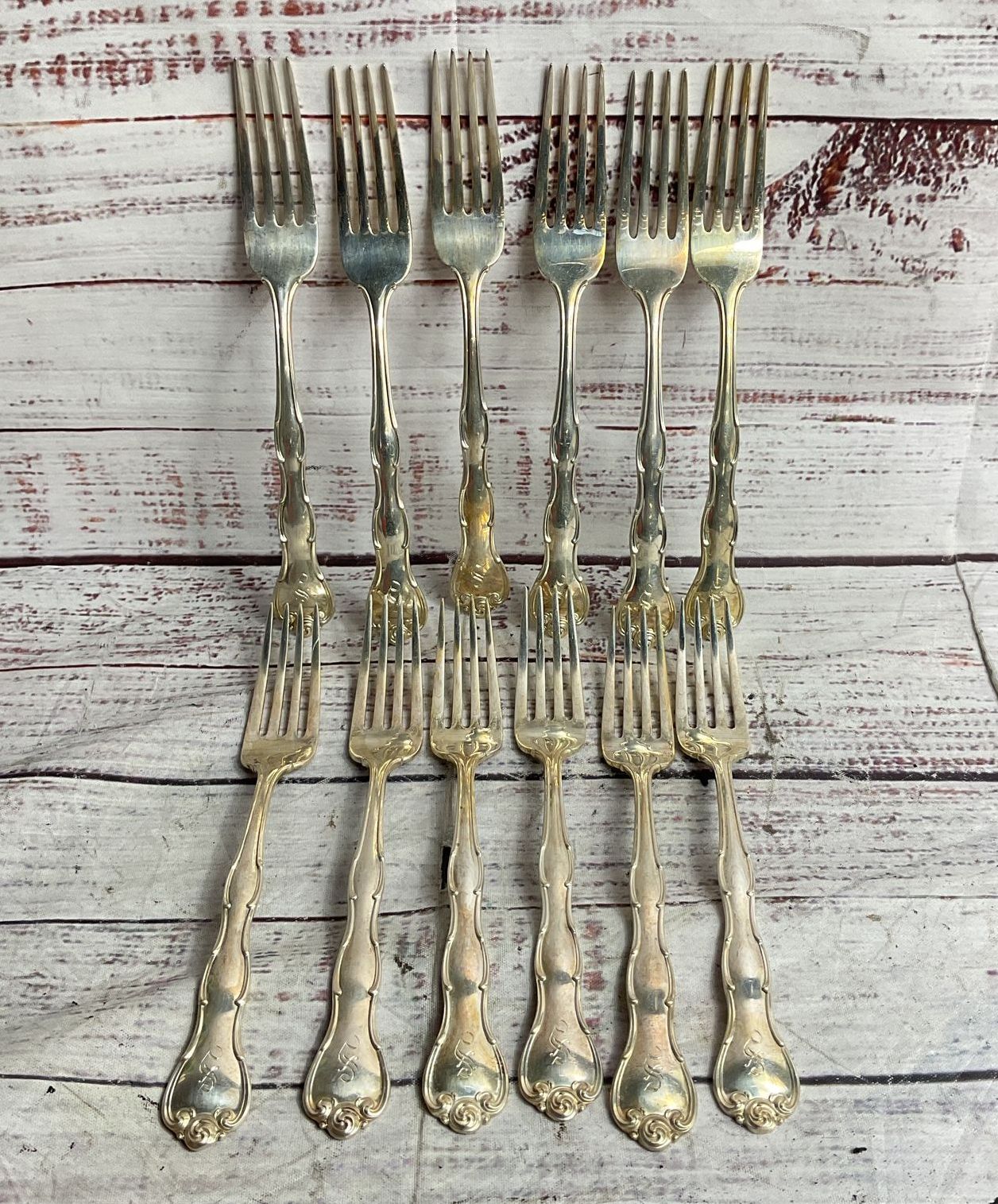 Gorham Vintage Set of 12 Rondo Dinner Forks Sterling Silver