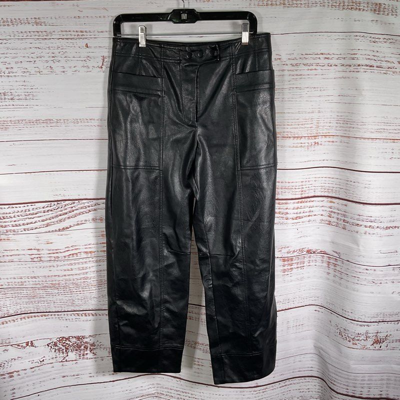 Maeve by Anthropologie Black Paneled Leather Wide Leg Pants - Size 4