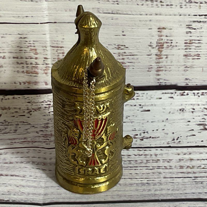 VTG. Jewish Hebrew Judaica Brass & Enamel Torah Scroll- 4.5"