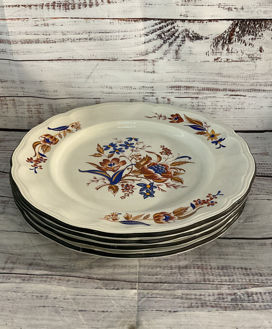 Luneville France Louis XV Paquerette Set of 4 Dinner Plates Multicolor