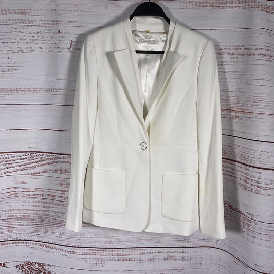 Elie Tahari White Single Button Patch Pocket Blazer Jacket - Size 2