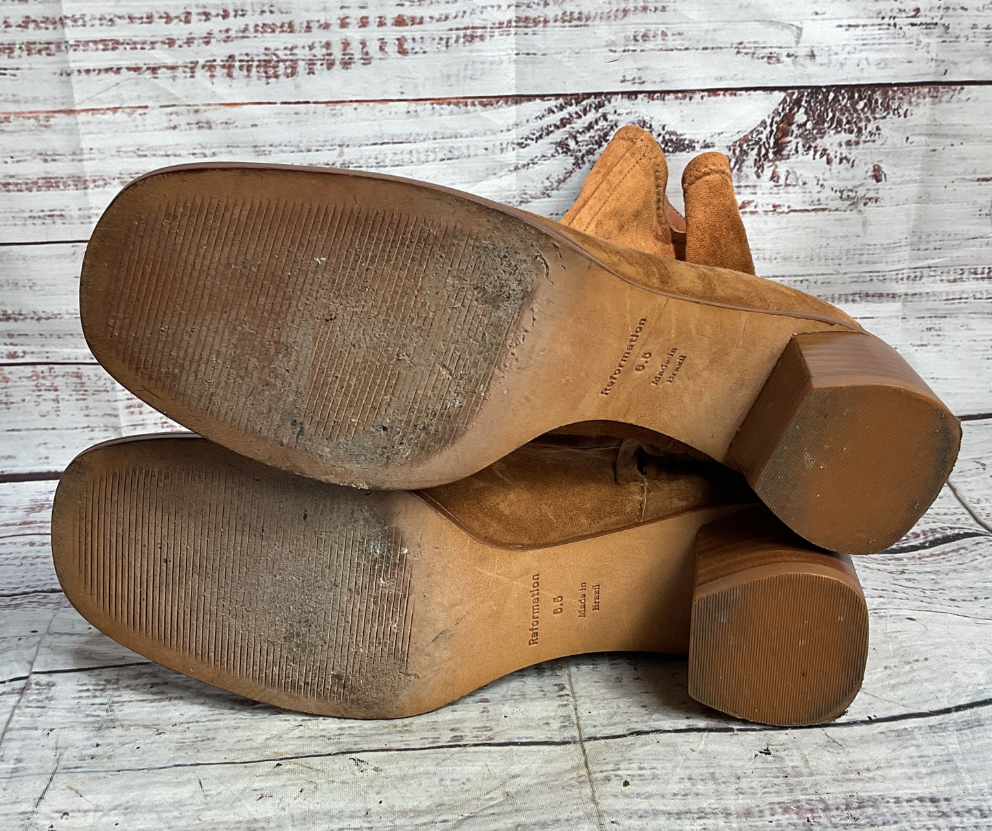 Reformation Louie Suede Stretch Sock Boots Tan 6.5