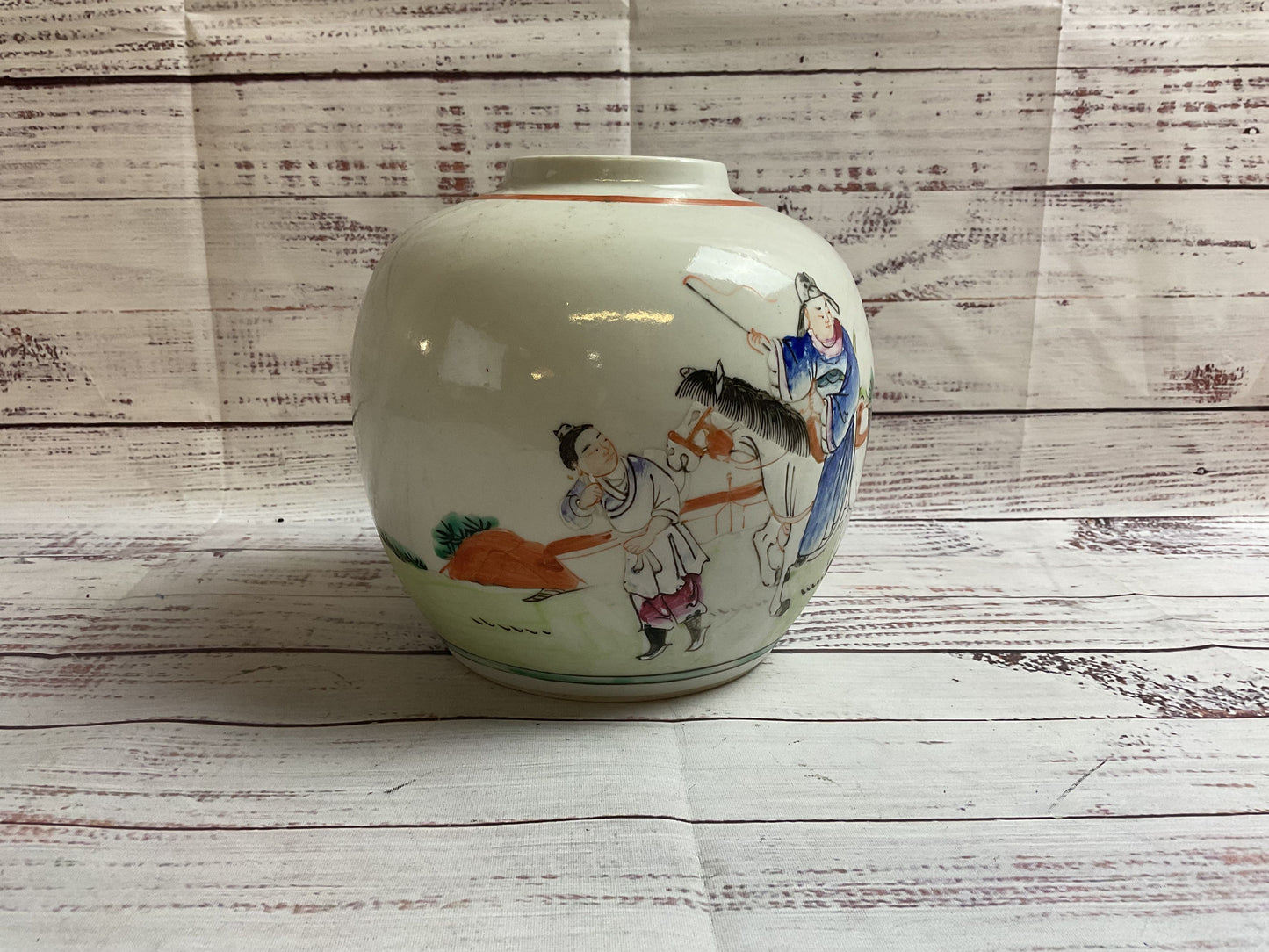 Chinese Field Scene Art Porcelain Pot Vase