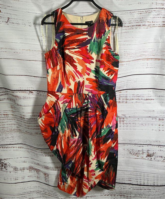 Women's Ann Taylor Red Print Sleeveless Dress Size 8